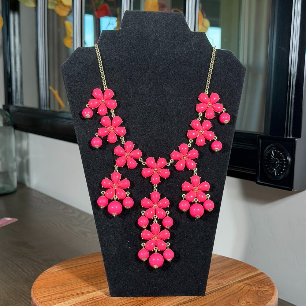 Statement Necklace • Pink Floral Clusters